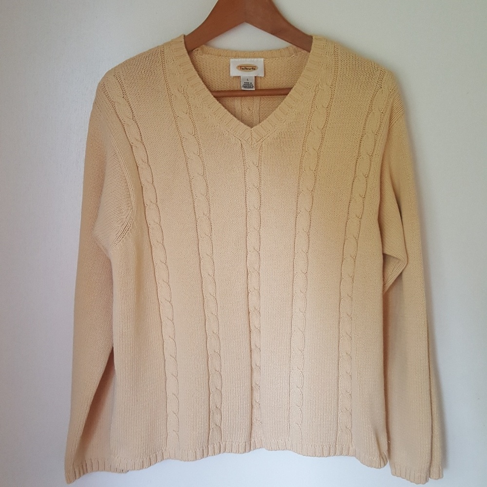 Talbots V-neck Cable Knit Sweater